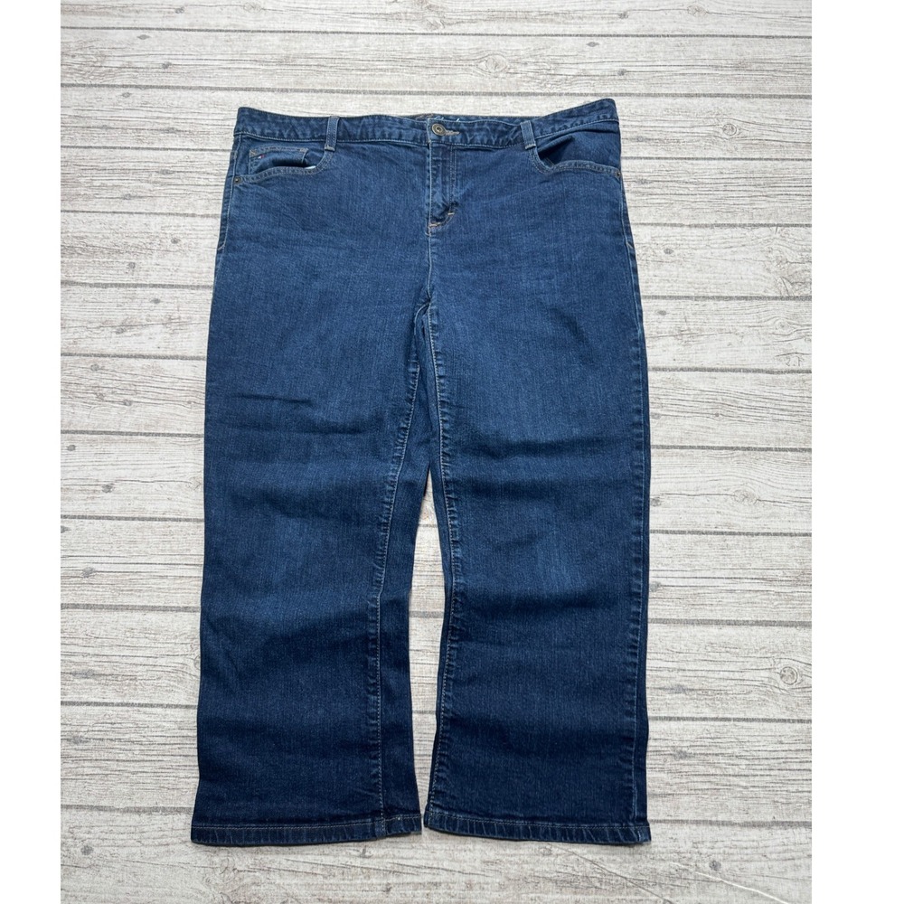 Tommy Hilfiger Jeans Women's 38 Blue Classic Denim Spirit Crop Capri Relaxed Fit